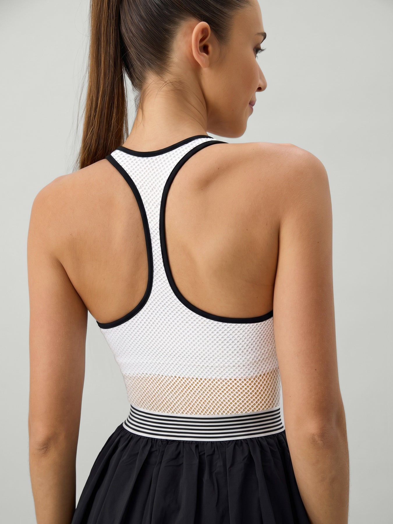 White A-Line Open Back Tennis Dress - Light Support
