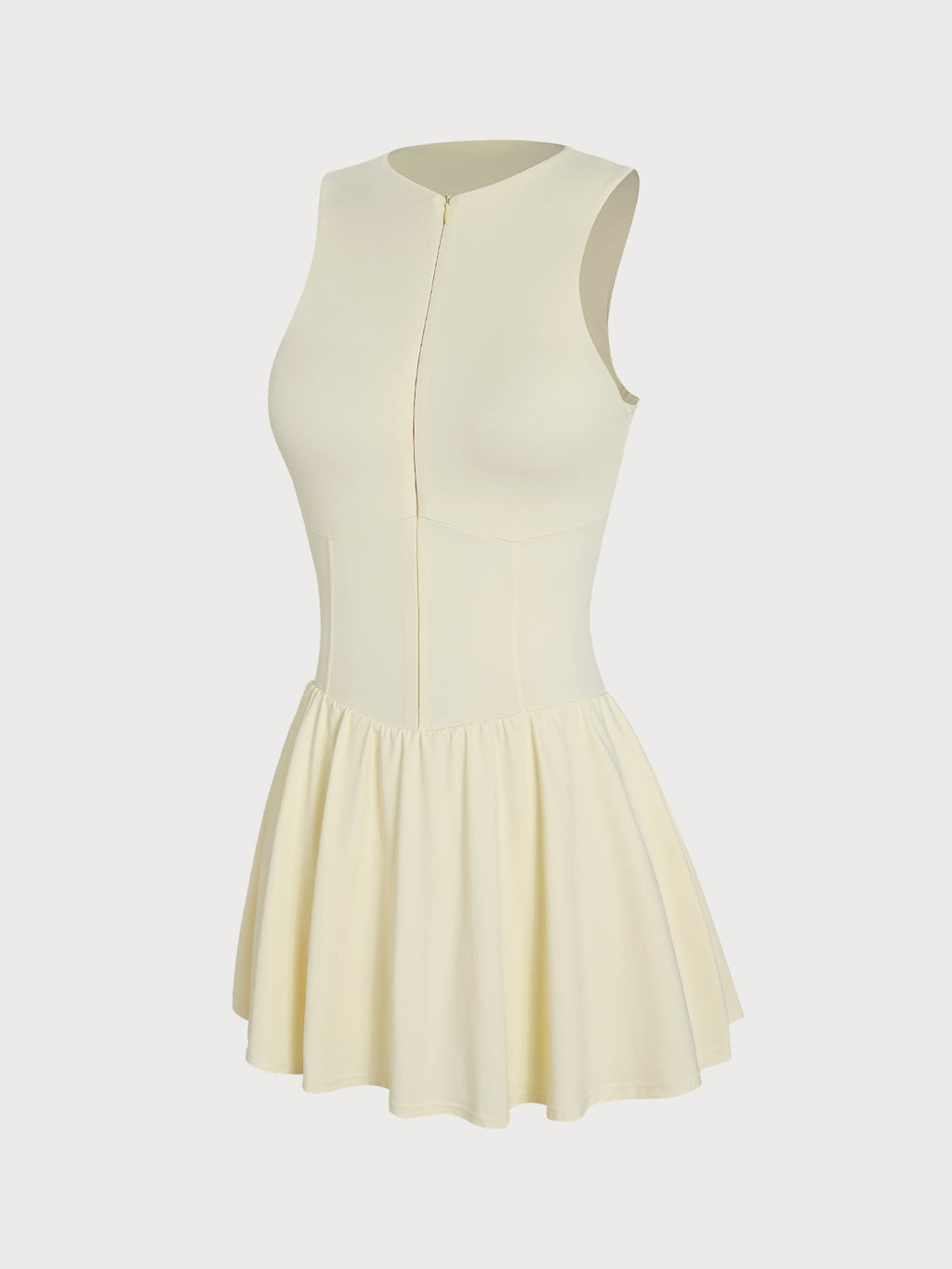Light Yellow Front Zip Line Sport Dress