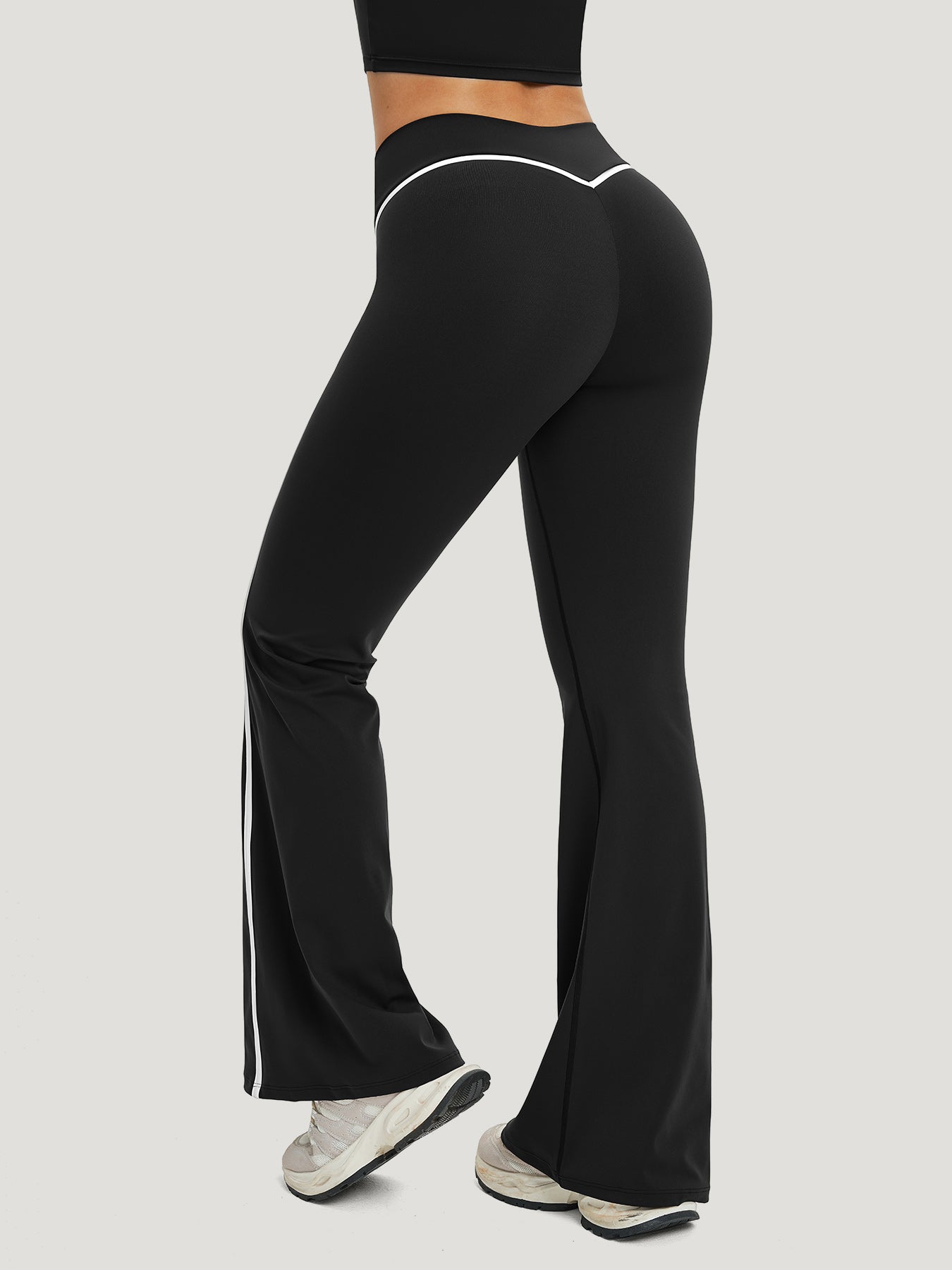 Black Contrast High Waisted Leggings 31"