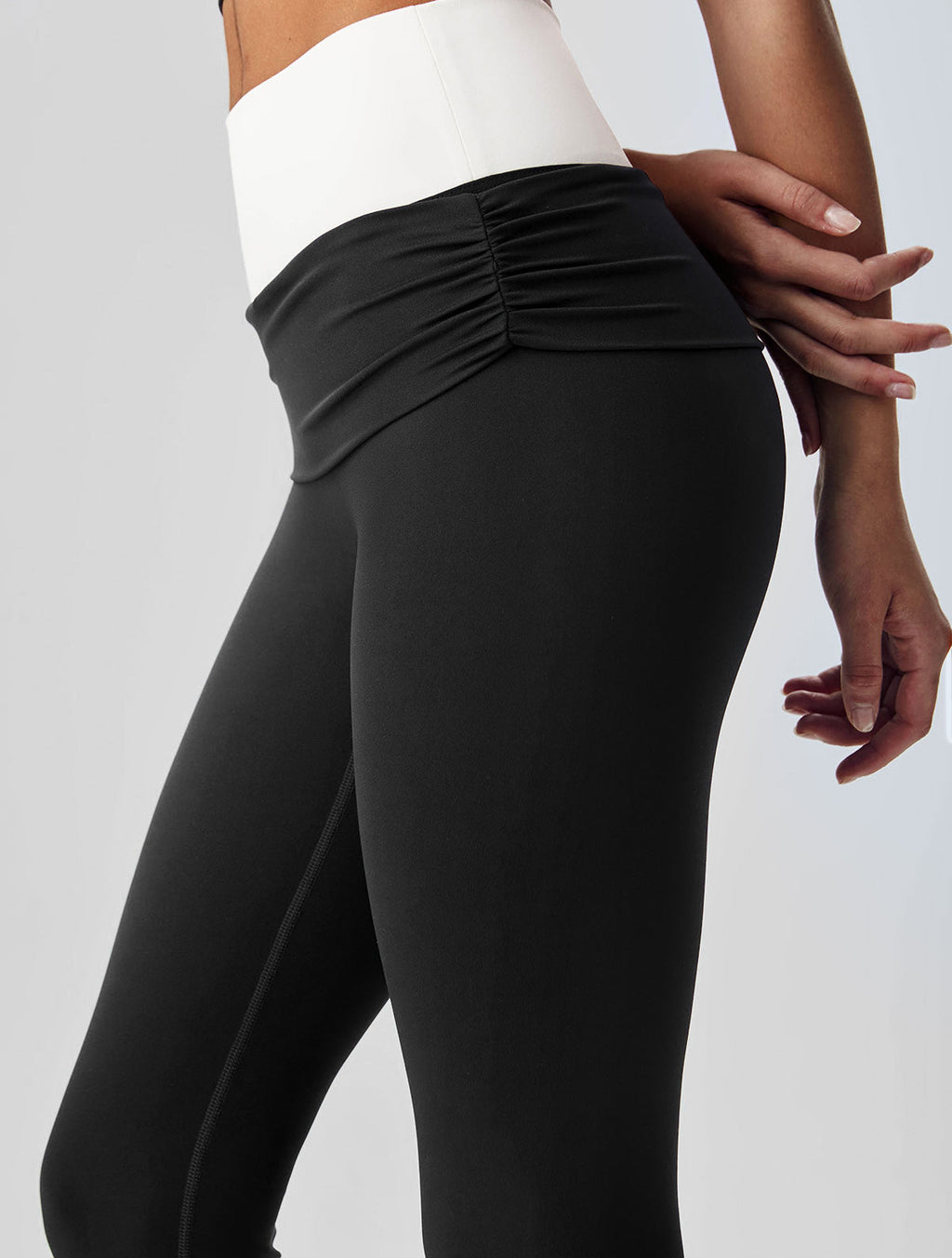 Black Contrast High Waisted Leggings 24"