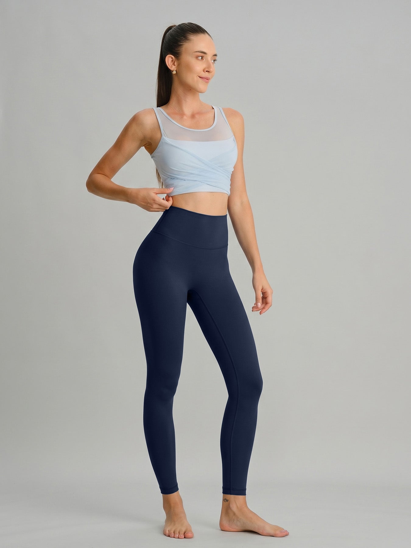 Navy High Waisted Leggings 24"
