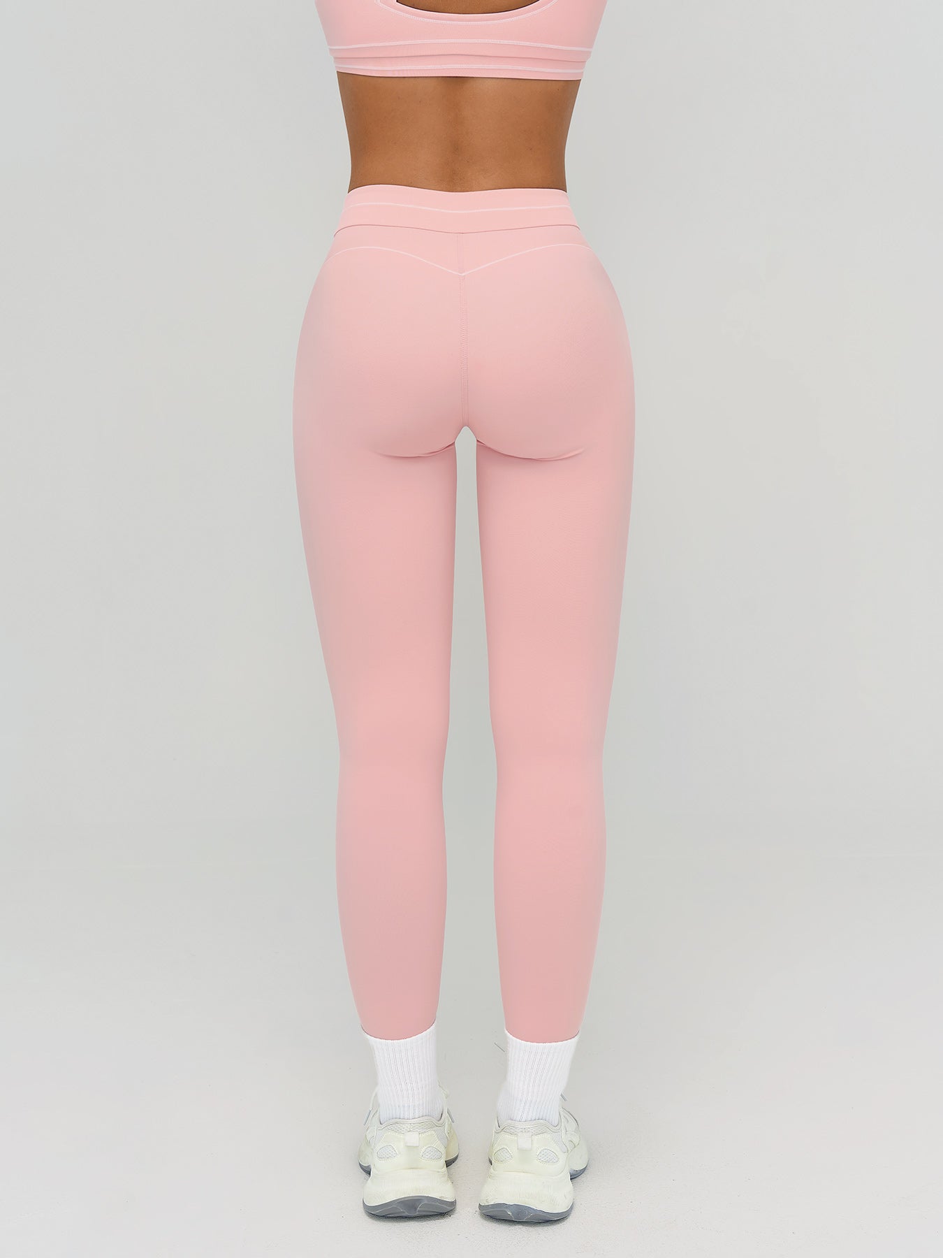 Pink High-Waist Contrast-Line Leggings 26"