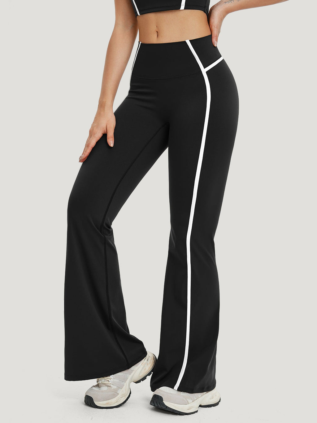 Black Contrast High Waisted Leggings 31"