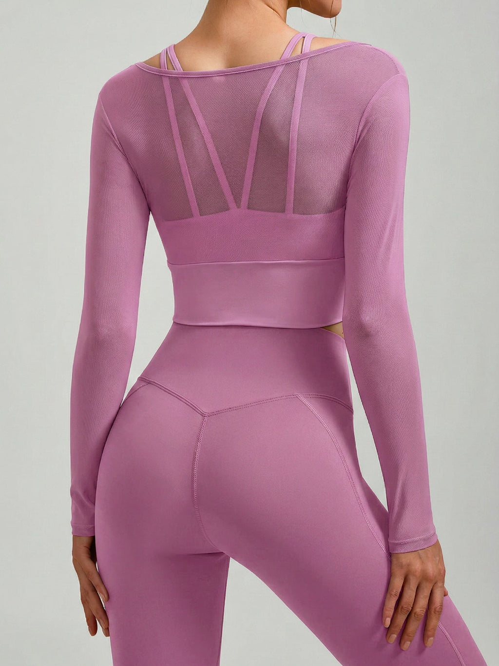 Pink U Neck Long Sleeve Top - Light Support