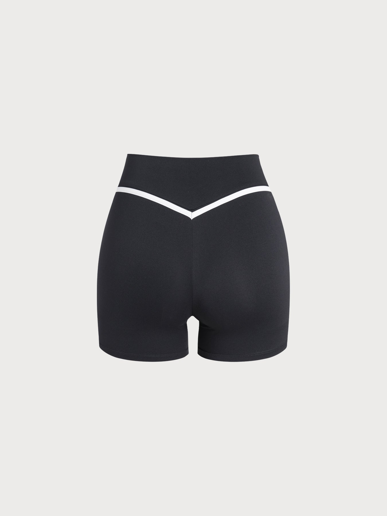 Black Contrast Trim High Waist Biker Shorts 3"