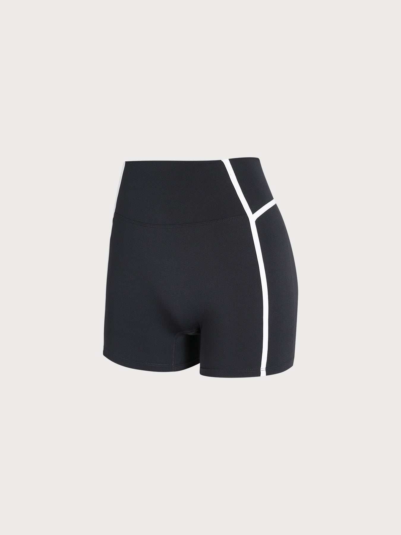 Black Contrast Trim High Waist Biker Shorts 3"