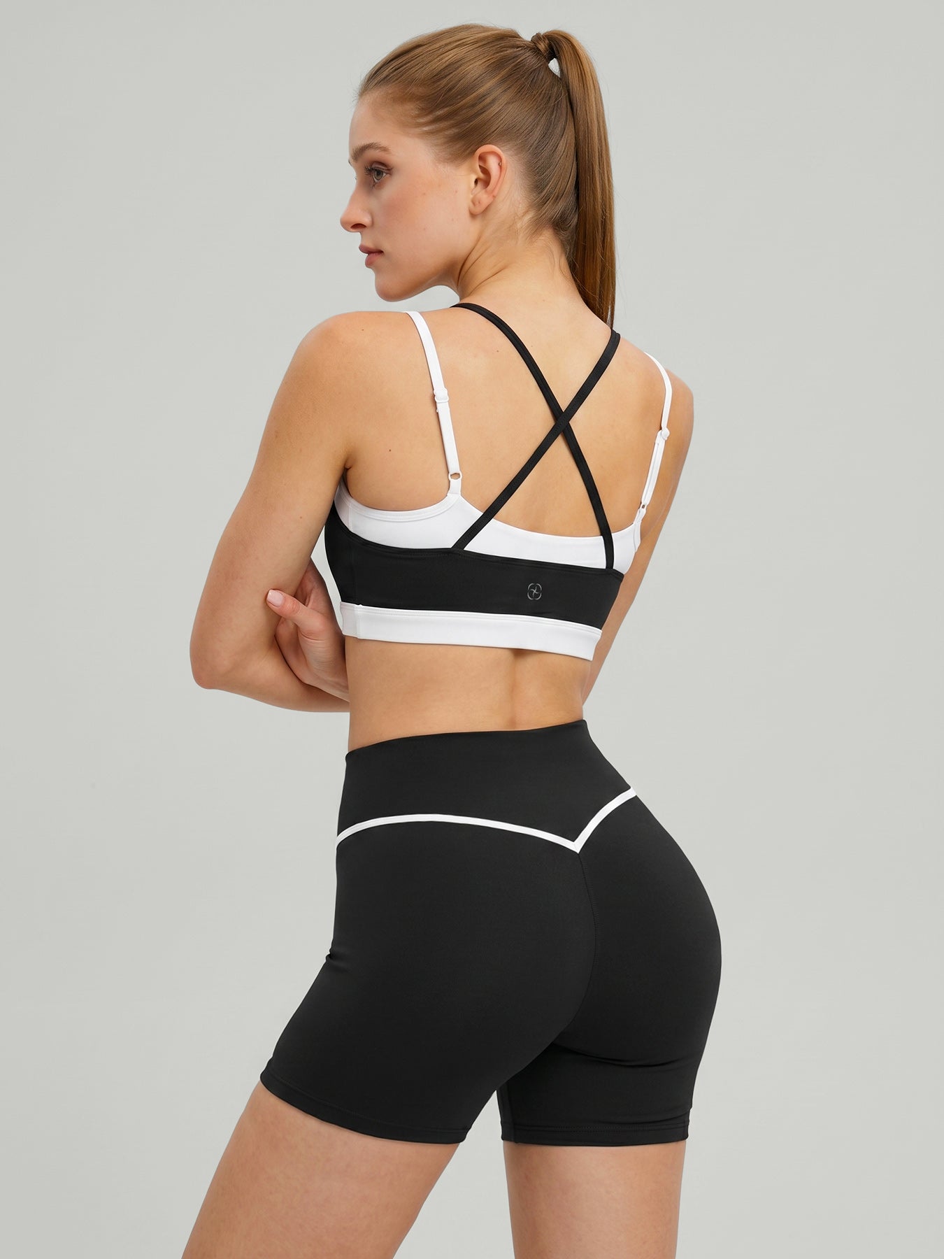 Black Contrast Trim High Waist Biker Shorts 3"