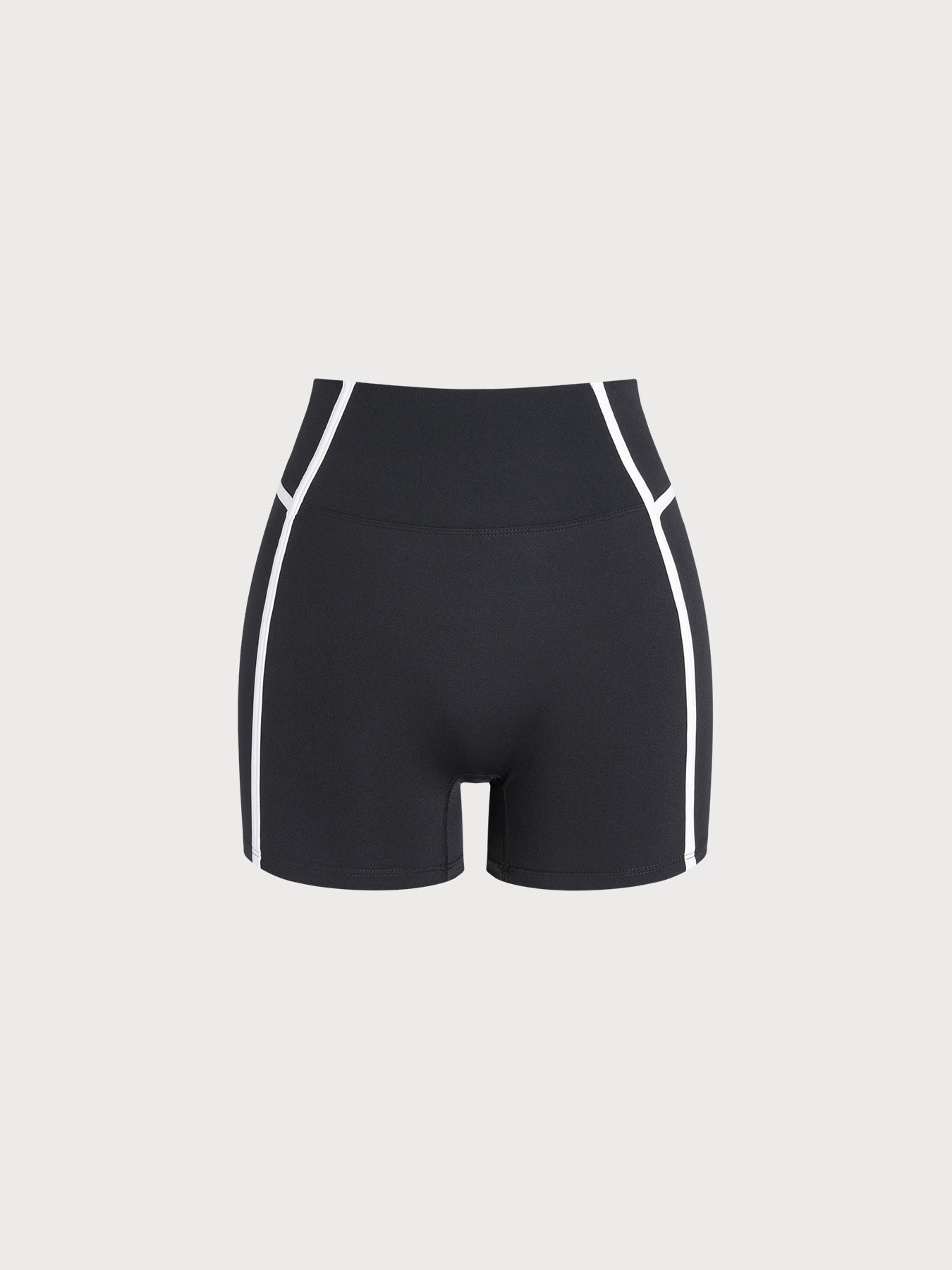 Black Contrast Trim High Waist Biker Shorts 3"