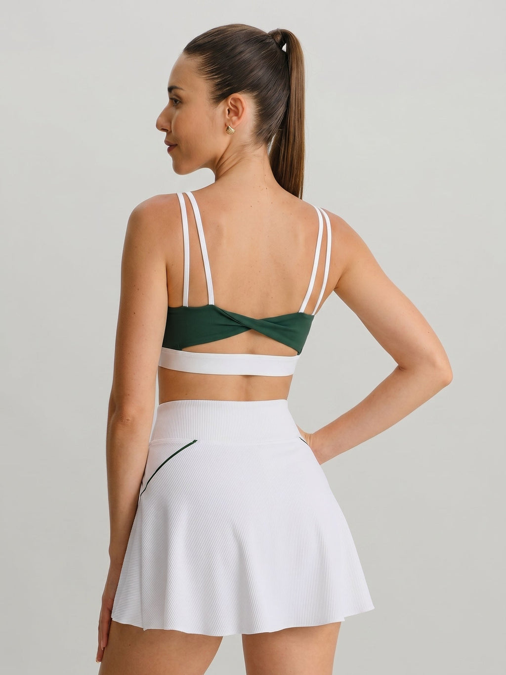 White Ribbed A-Line Sports Skirt