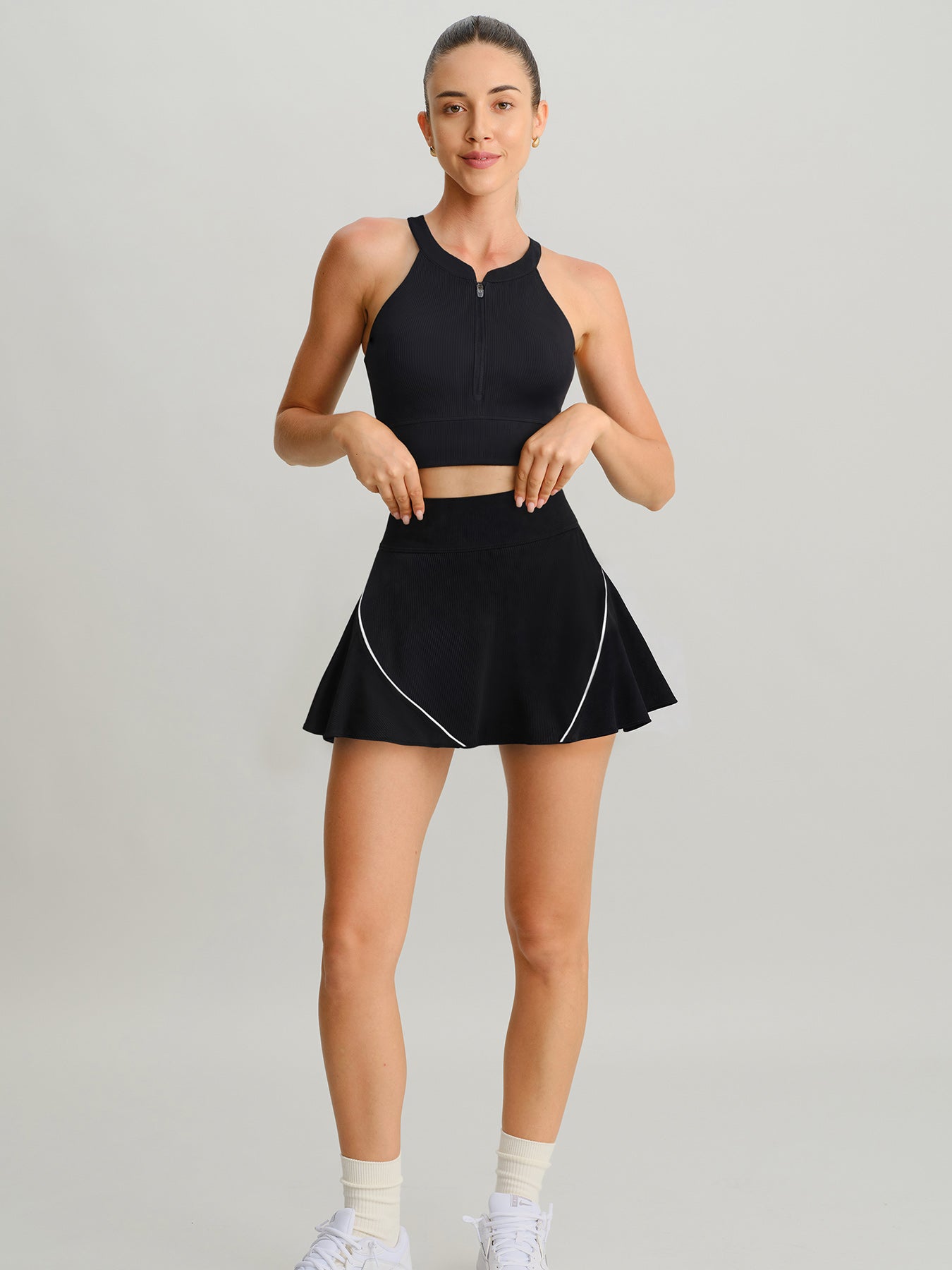 Black Contrast A-Line Sports Skirt