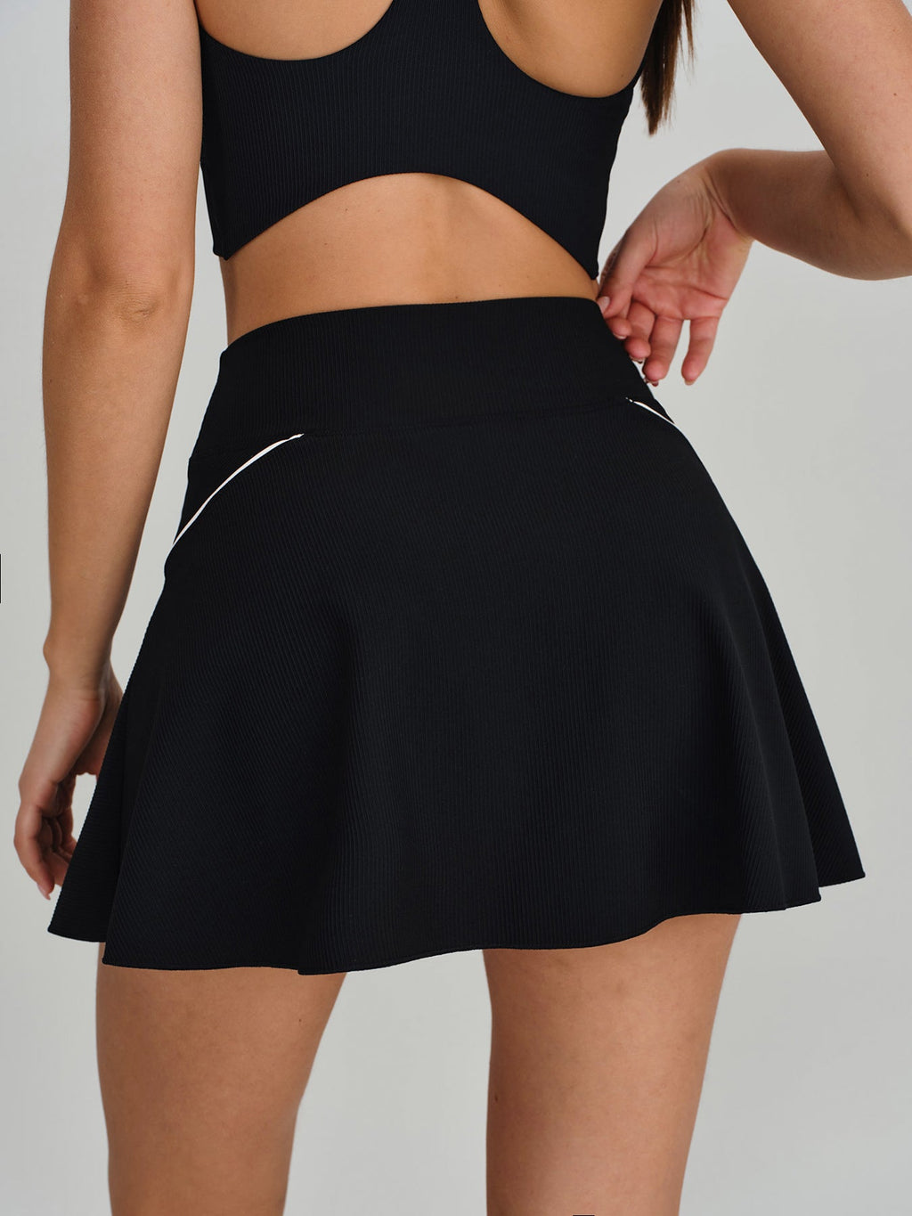 Black Contrast A-Line Sports Skirt