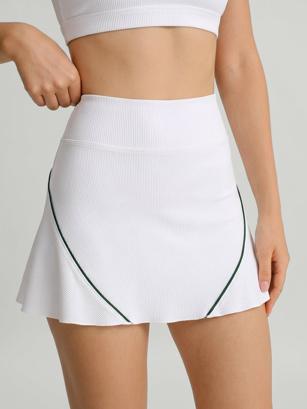 White Ribbed A-Line Sports Skirt