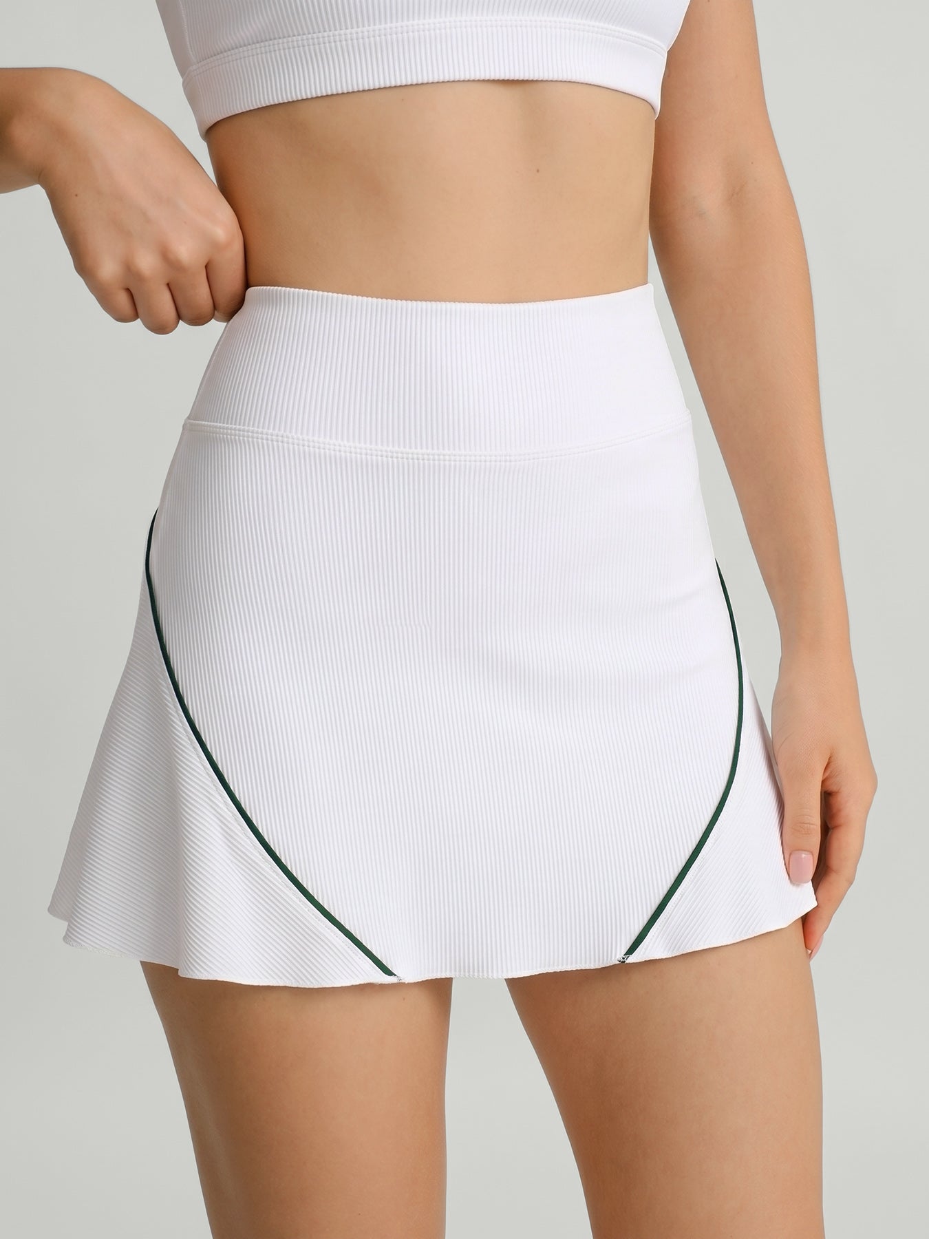 White Ribbed A-Line Sports Skirt