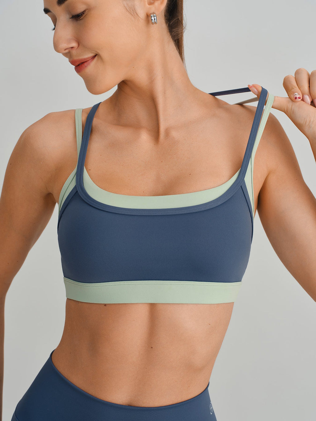 Blue Contrast Bralette Sports Bra