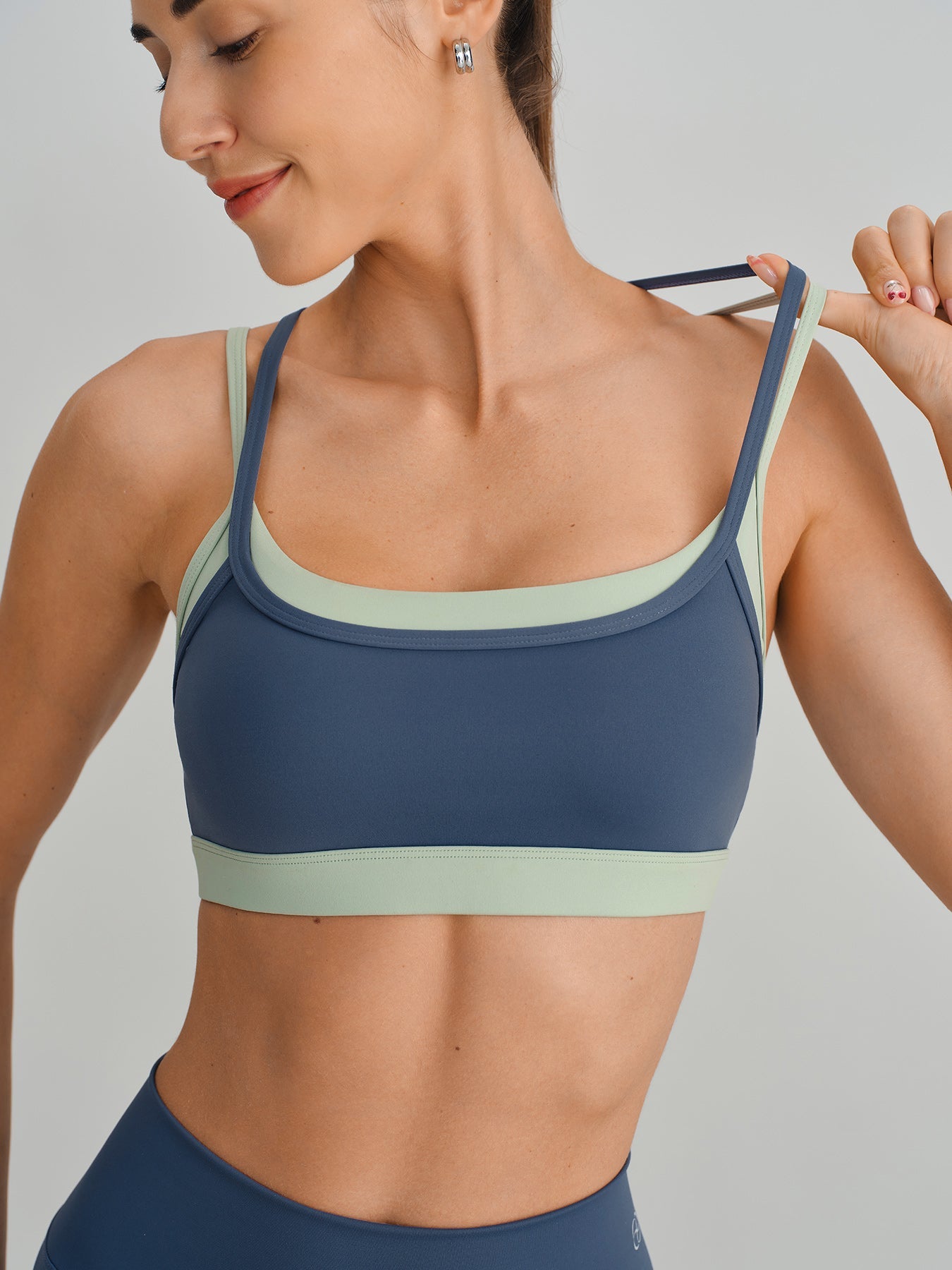 Blue Contrast Bralette Sports Bra