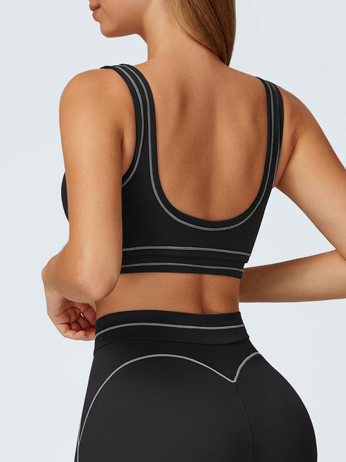 Black Contrast-Trim Sports Bra