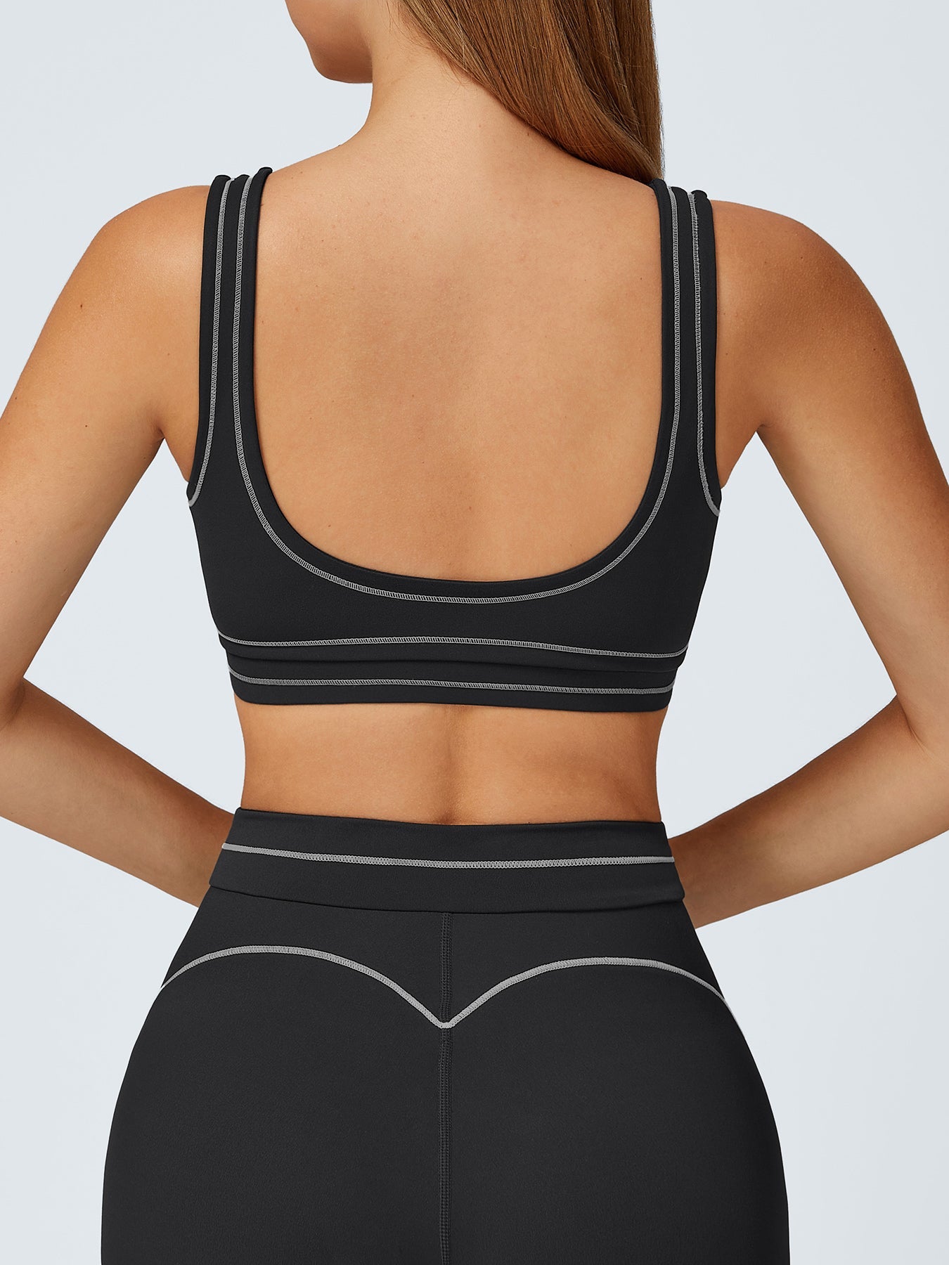 Black Contrast-Trim Sports Bra