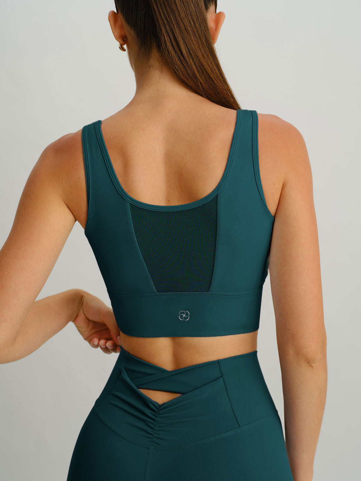Blue Spruce Mesh Cross-Front Tank Top - Light Support
