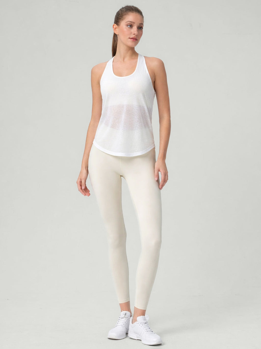 White Mesh X-Cross Tank Top - Light Support