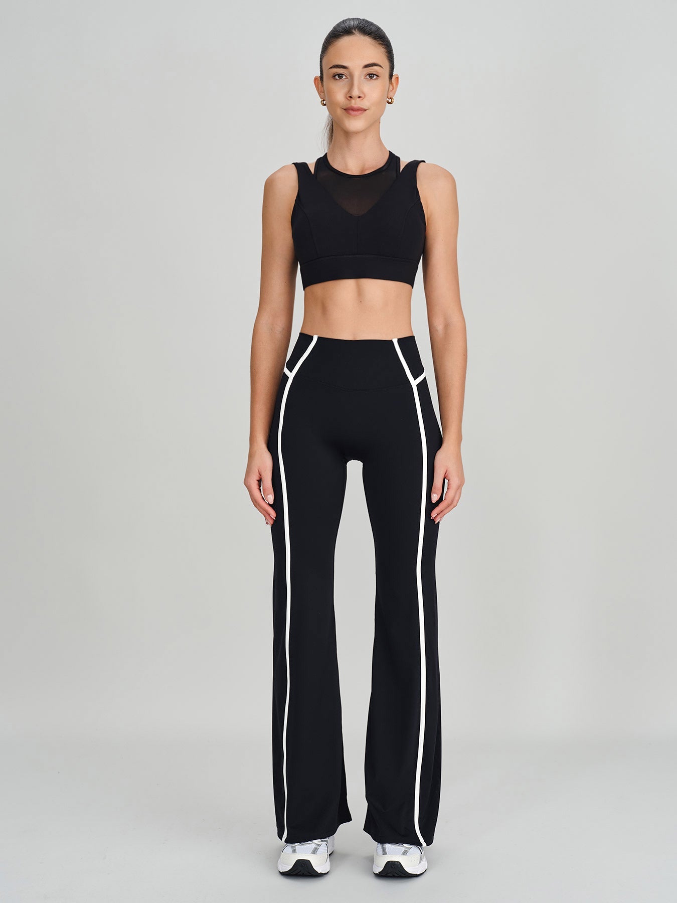 Black Mesh Panel Crisscross Back Tank Top