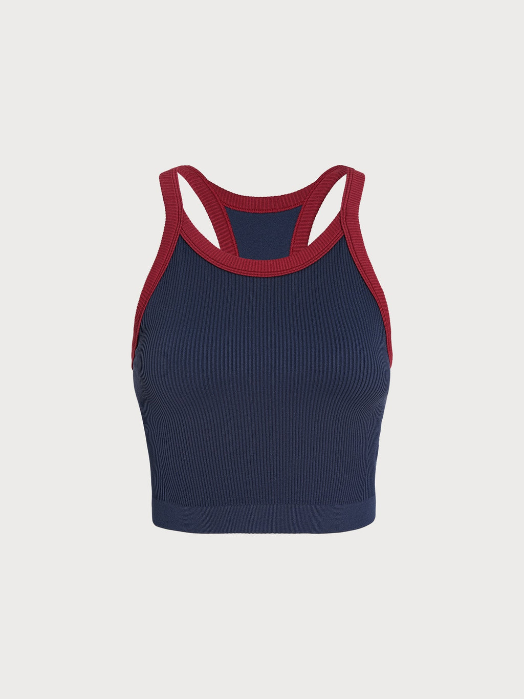 Navy Contrast Trim Seamless Tank Top