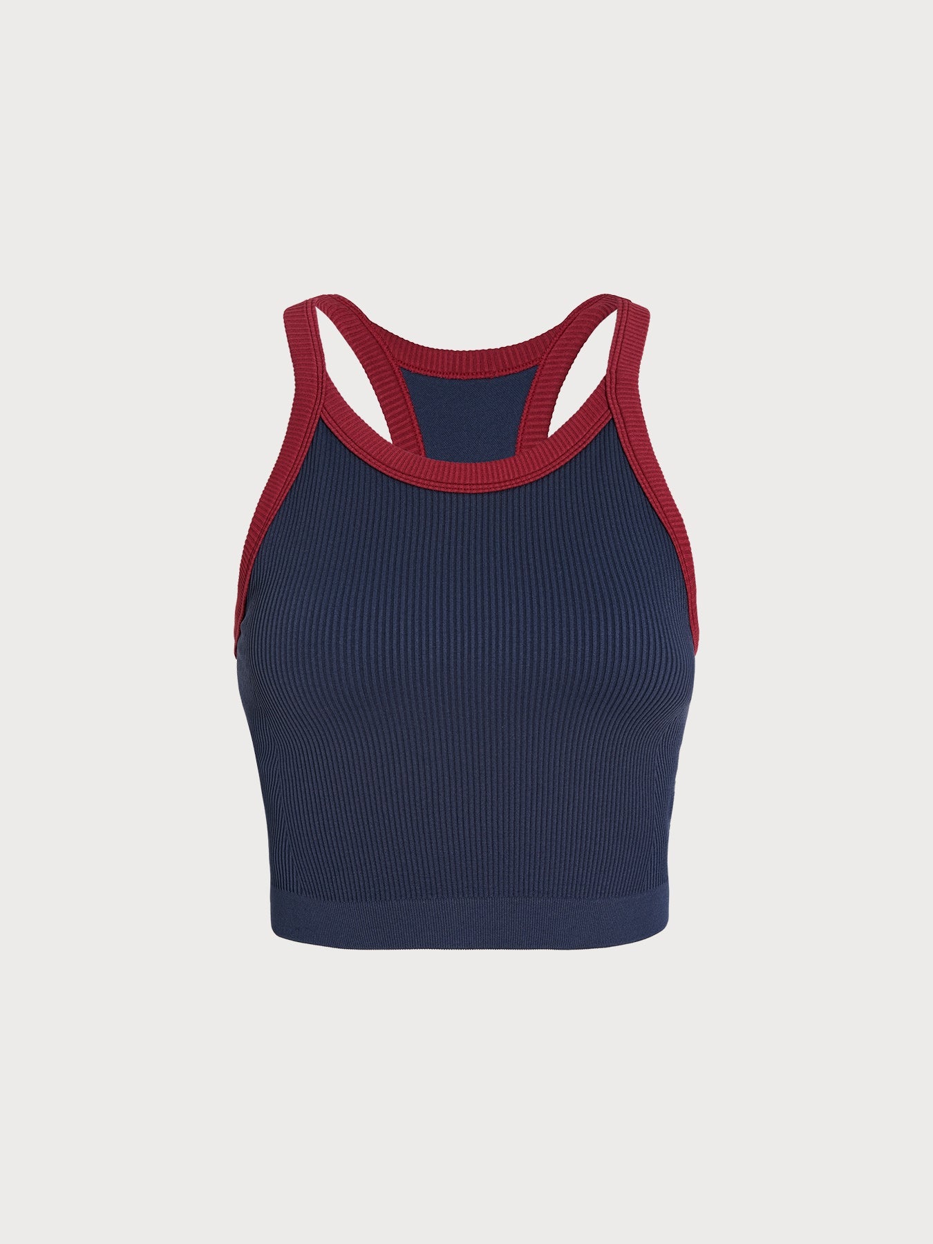 Navy Contrast Trim Seamless Tank Top