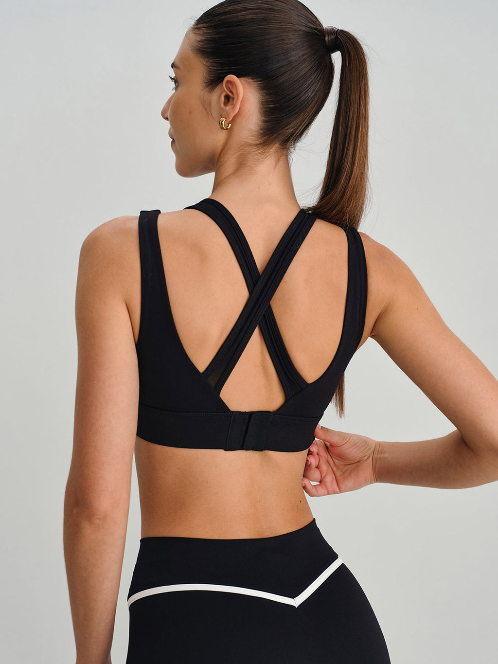 Black Mesh Panel Crisscross Back Tank Top