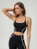 Black Contrast Piping Workout Tank Top