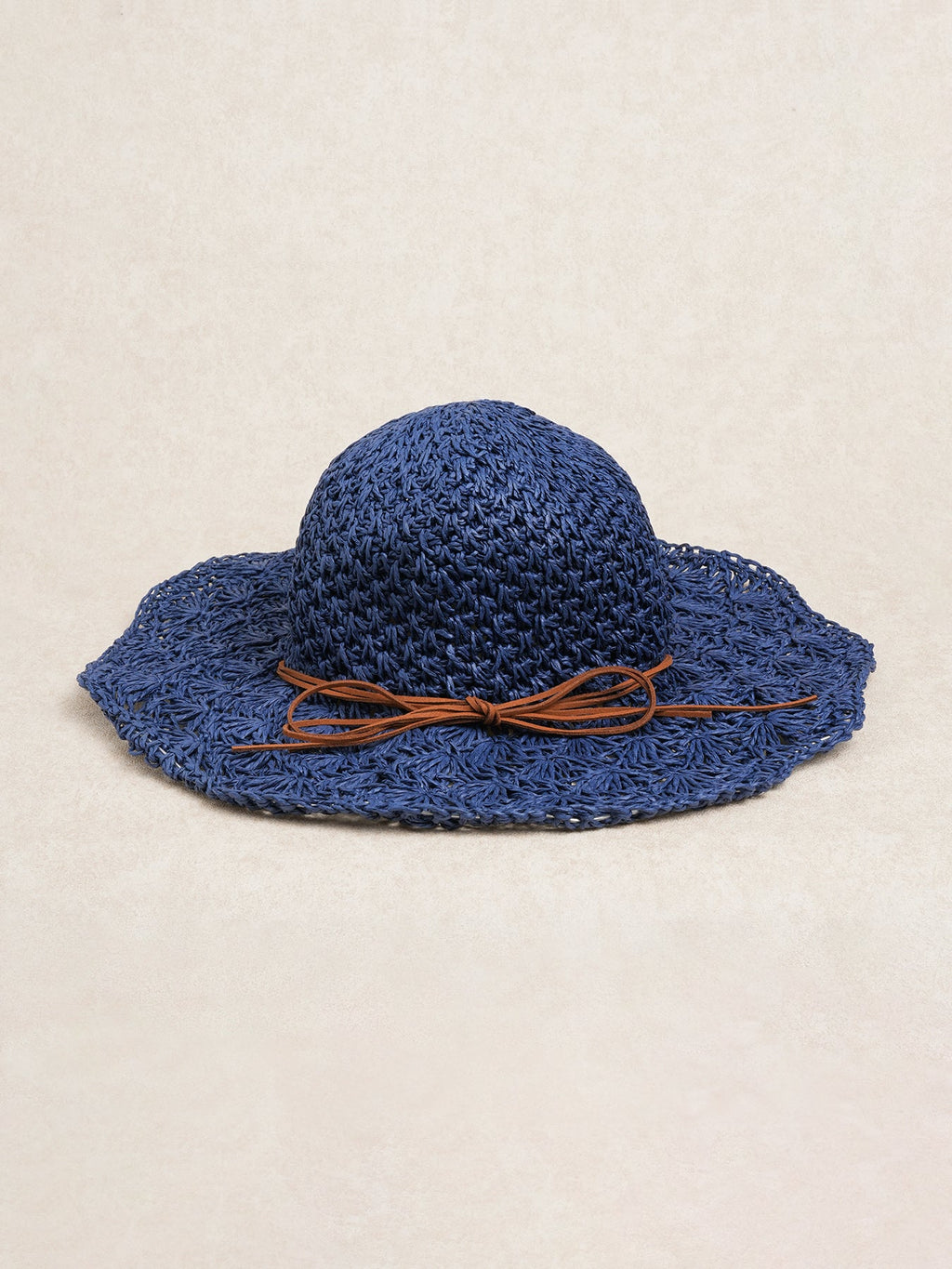 Navy Paper Woven Sun Hat