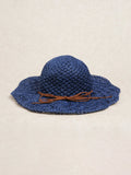 Navy Paper Woven Sun Hat