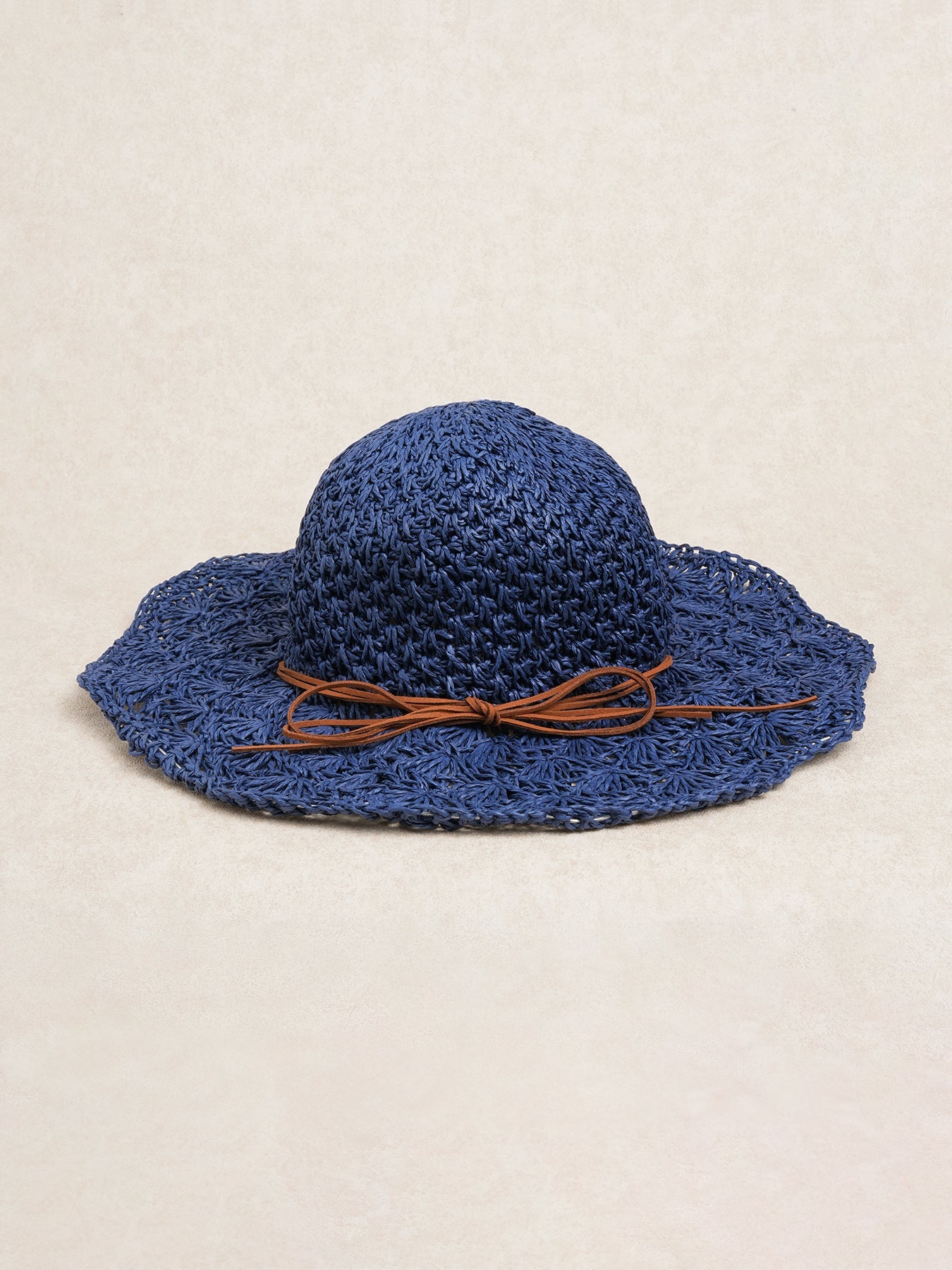 Navy Paper Woven Sun Hat