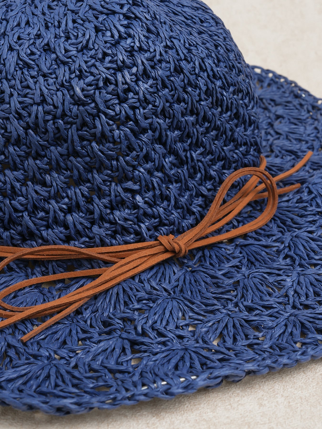 Navy Paper Woven Sun Hat