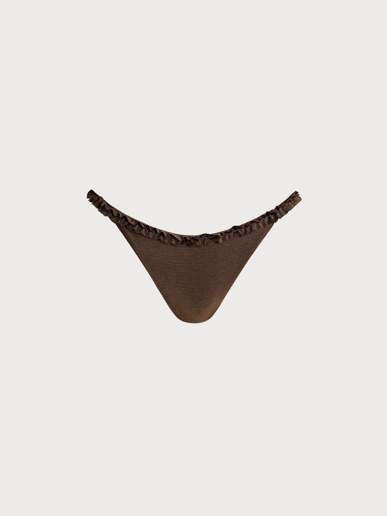 Dark Coffee Ruffled Bikini Bottom