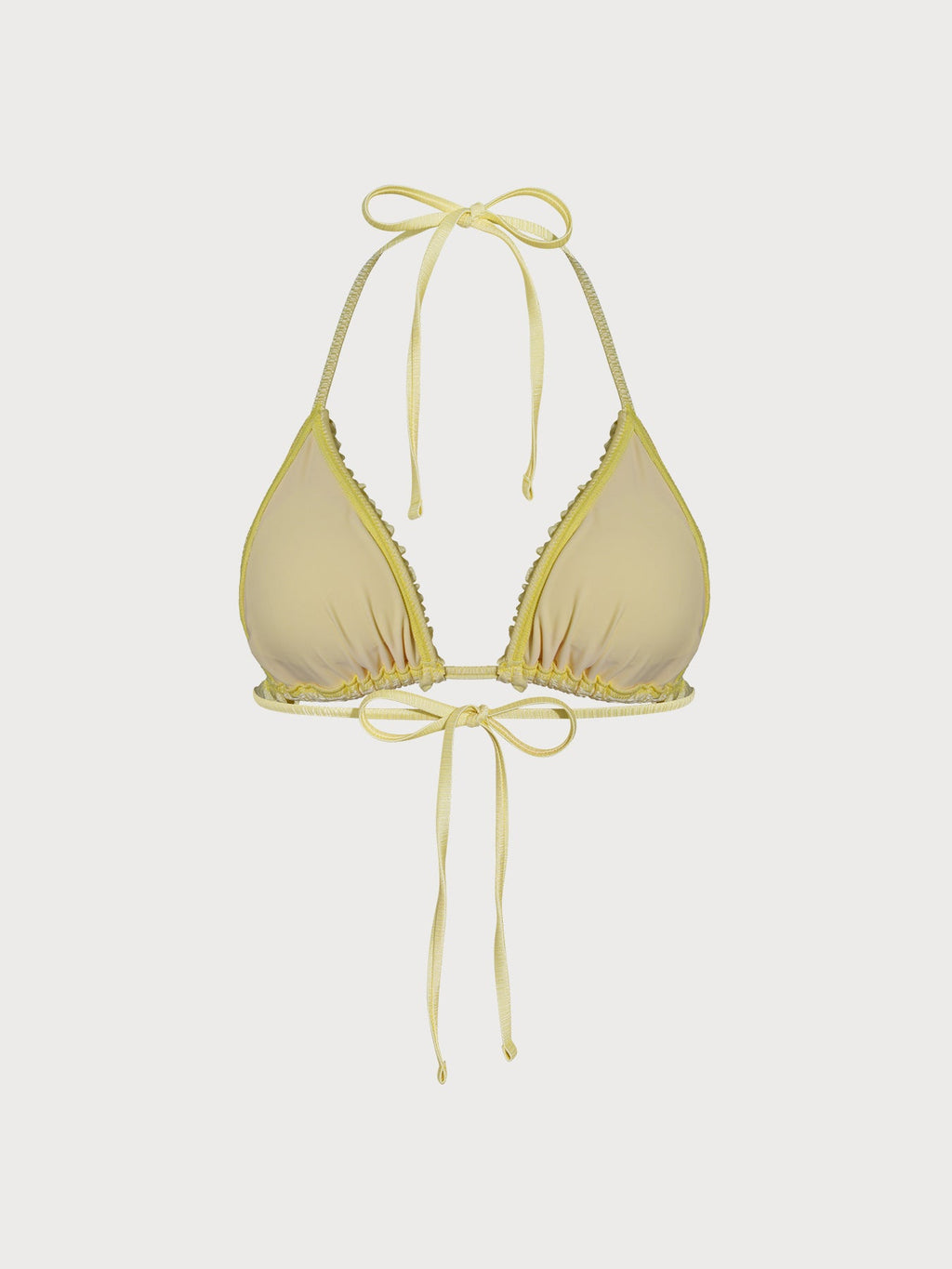 Yellow Ruffled Halter Triangle Bikini Top
