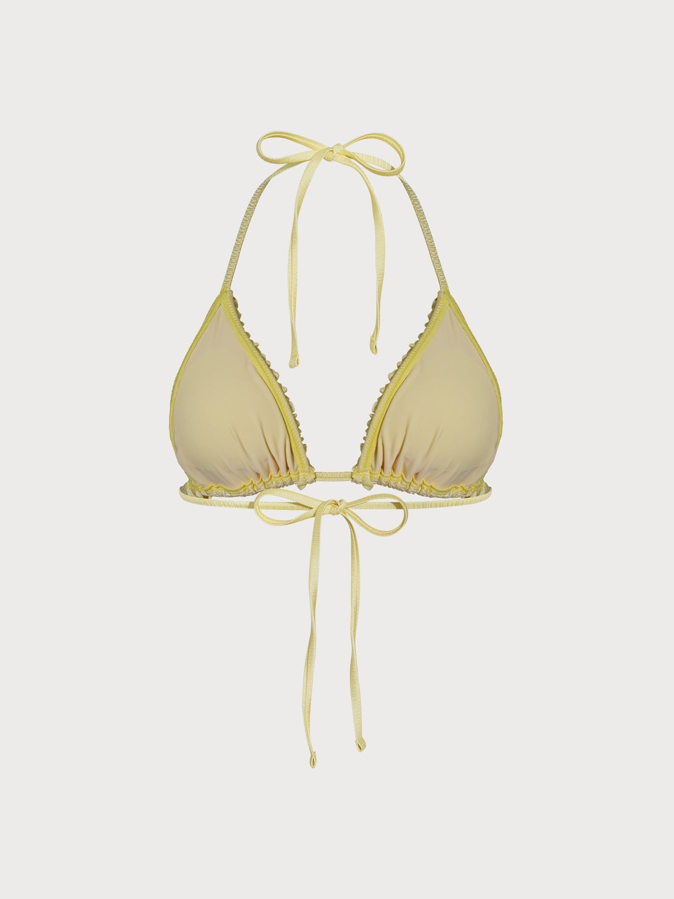 Yellow Ruffled Halter Triangle Bikini Top