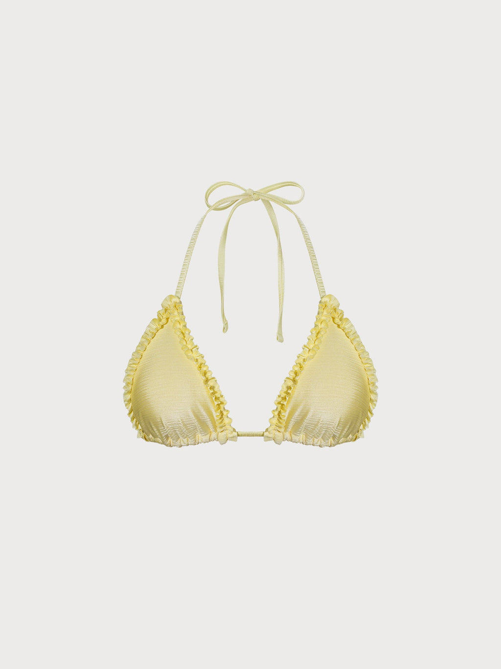 Yellow Ruffled Halter Triangle Bikini Top