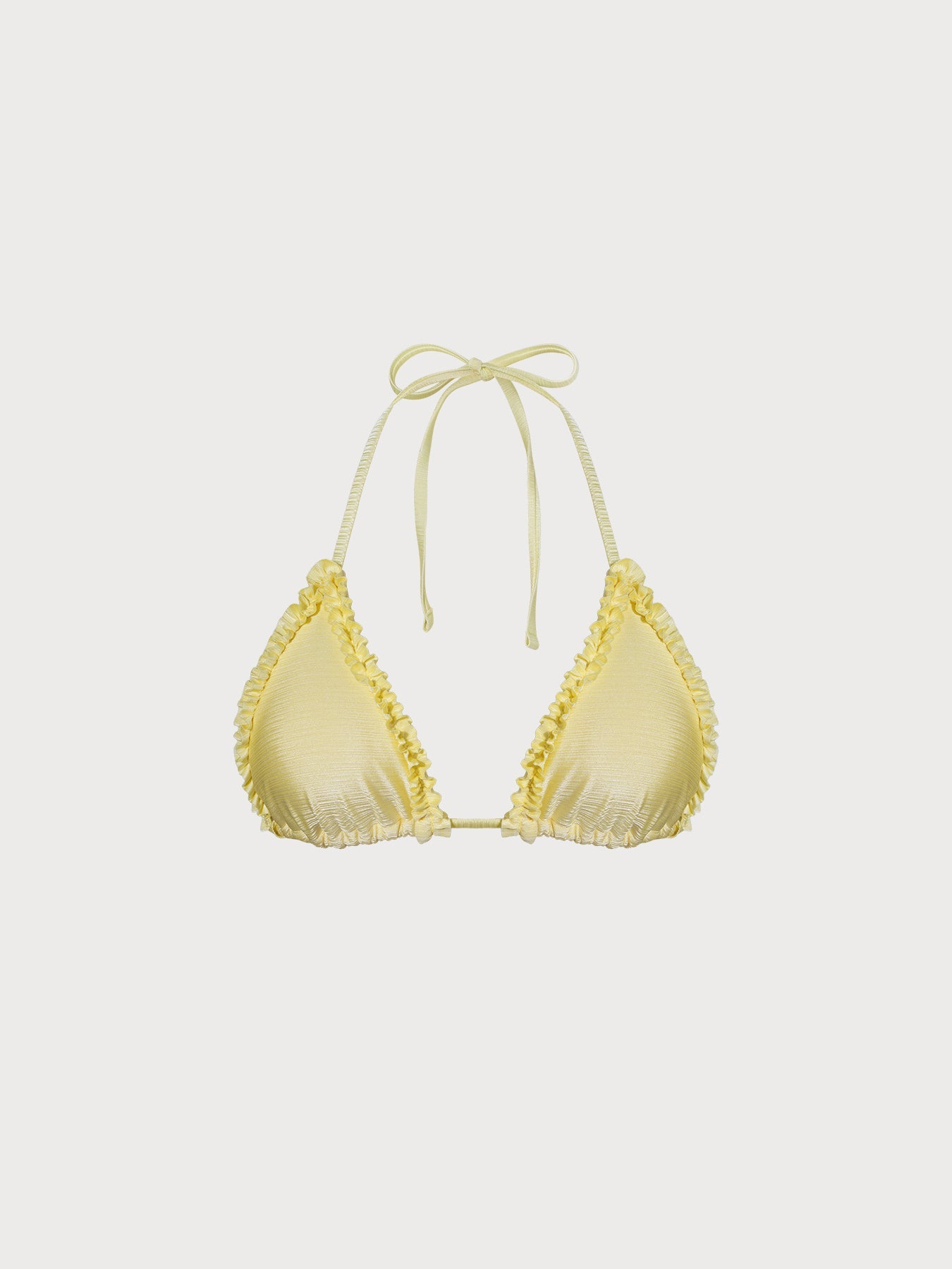 Yellow Ruffled Halter Triangle Bikini Top
