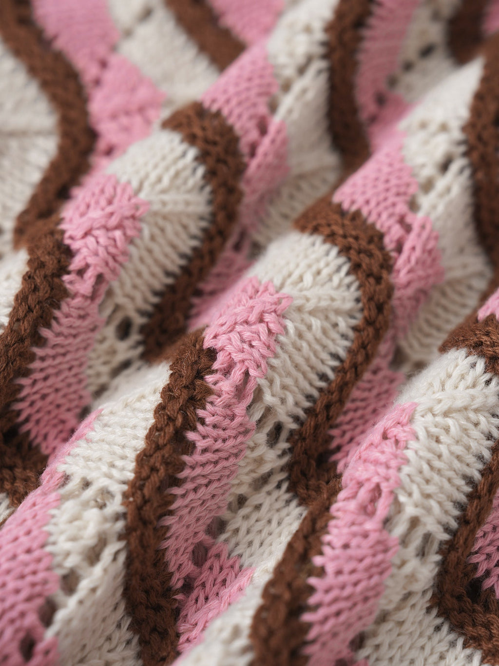 Pink Wave Crochet Short Sleeve Top