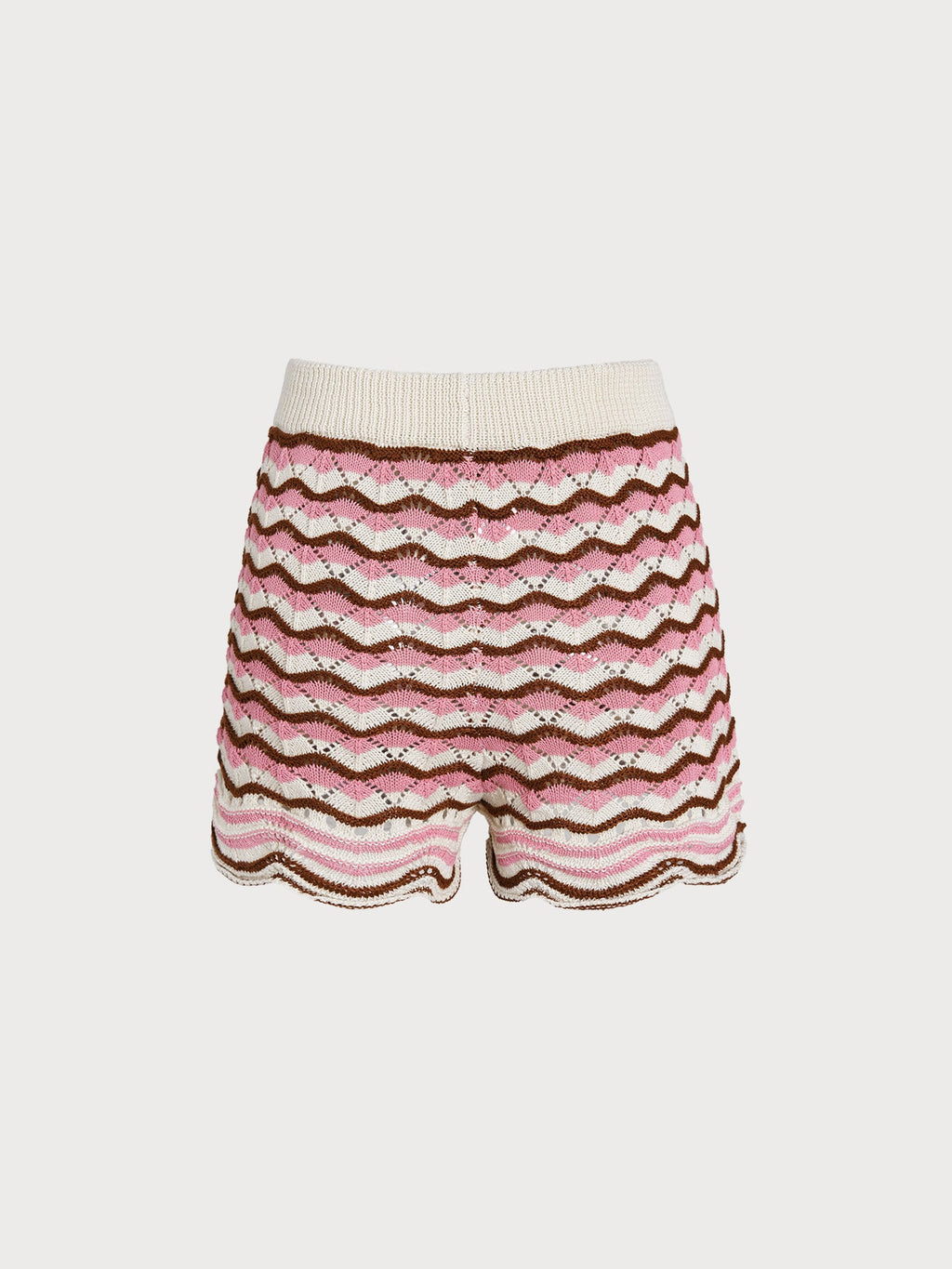 Pink Wave Crochet Drawstring Shorts
