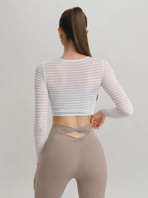 Apricot Stripe Long Sleeved Top - Light Support