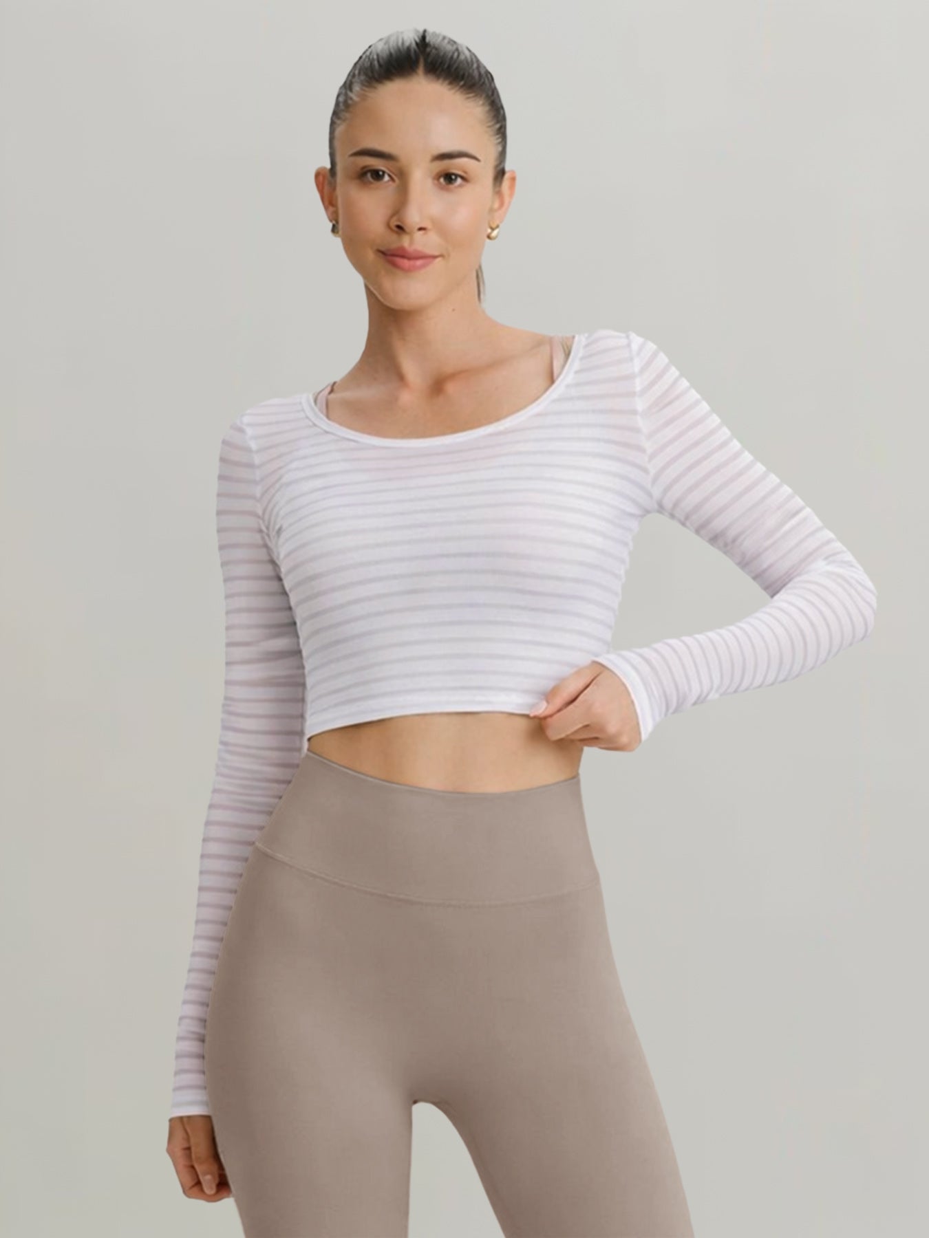 Apricot Stripe Long Sleeved Top - Light Support