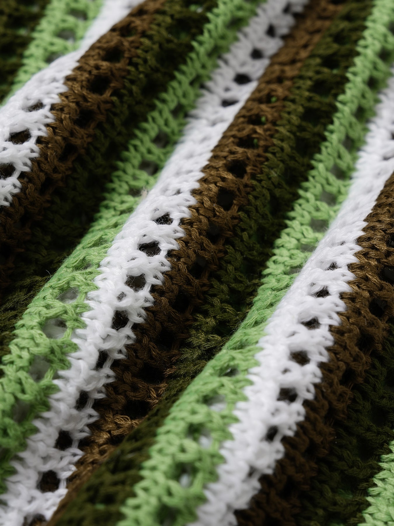 Green Striped V-Neck Crochet Cover-Up