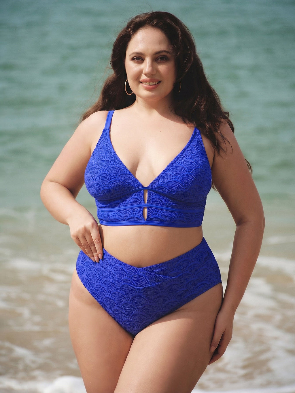 Royal Blue Crochet Plus Size Tankini Bottom