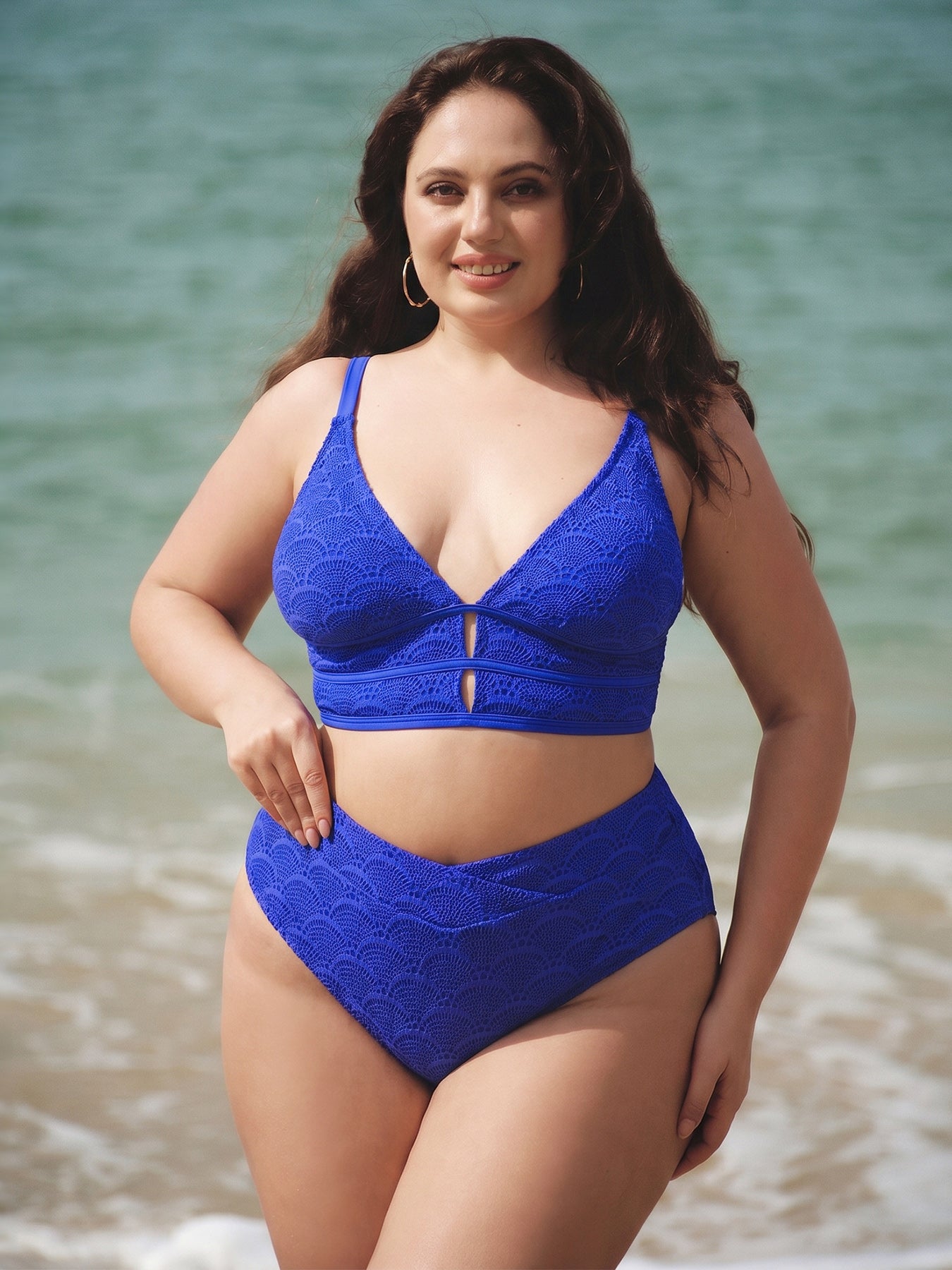 Royal Blue Crochet Plus Size Tankini Bottom