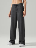 Black Drawstring Wide Leg Lounge Pants