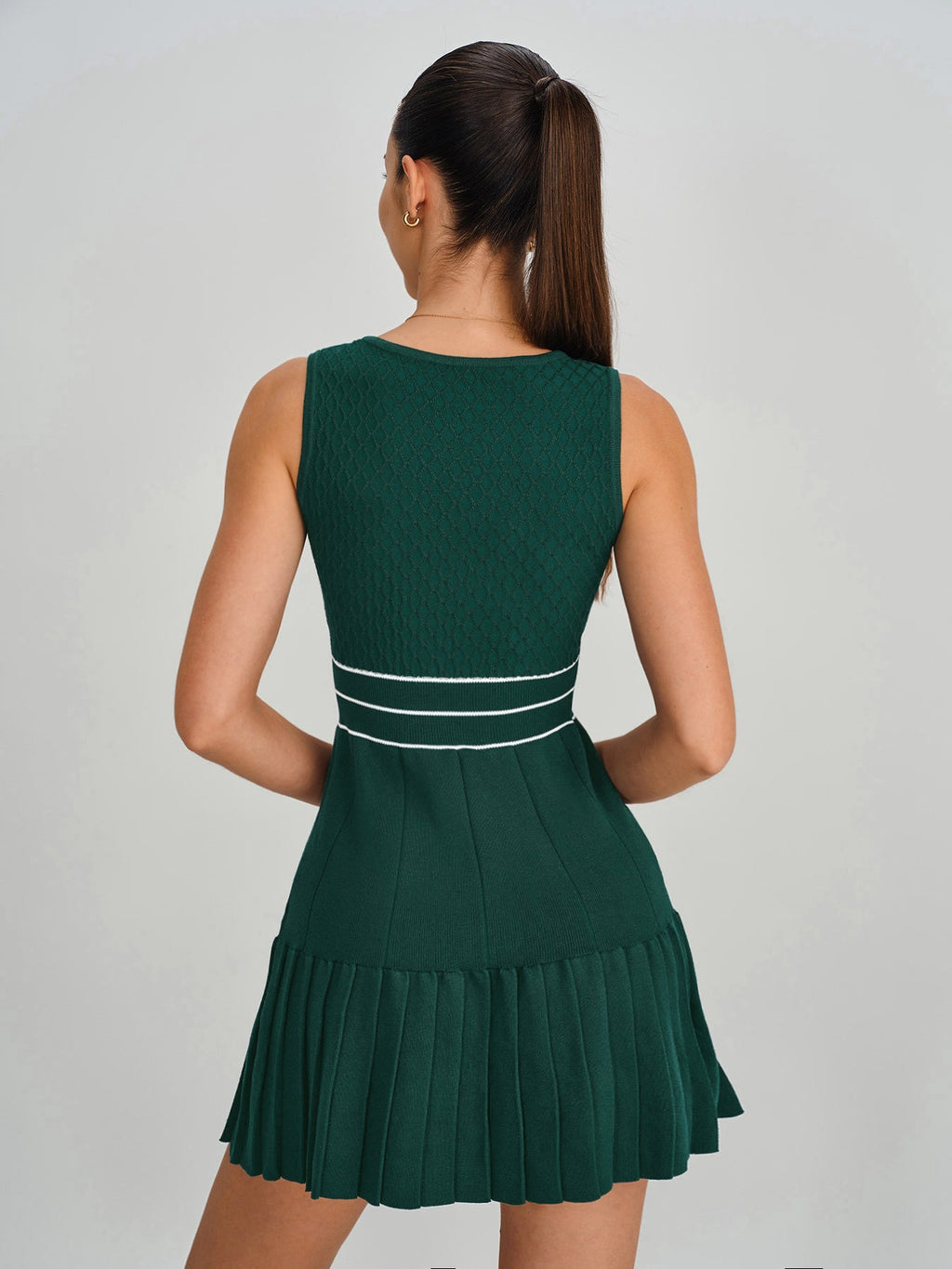 Olive Green Front Zip Line Sport Dress