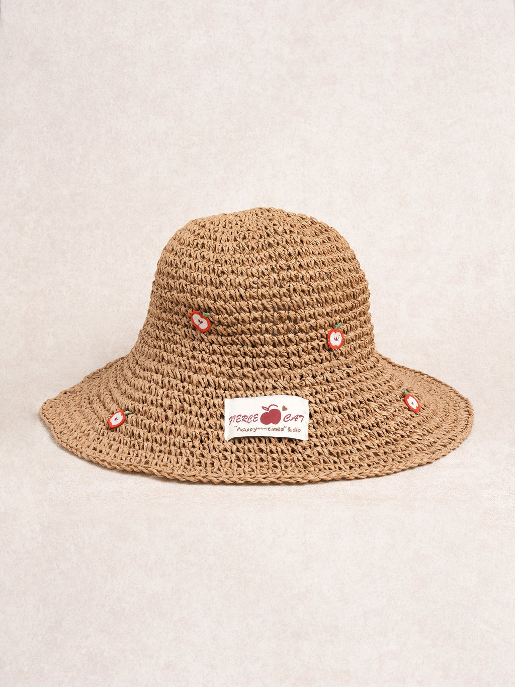 Brown Vintage Apple Woven Straw Hat