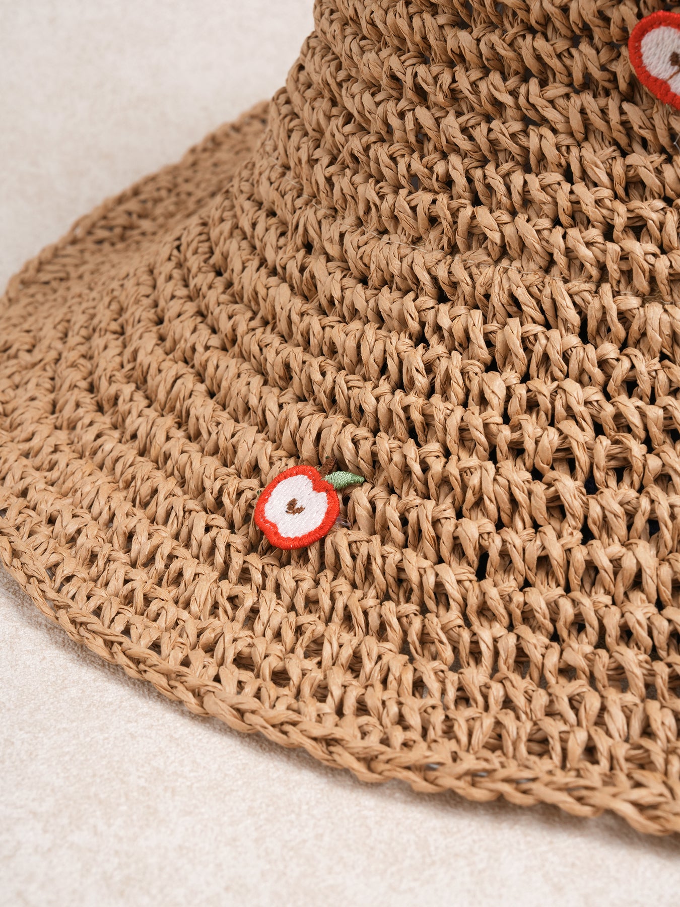 Brown Vintage Apple Woven Straw Hat