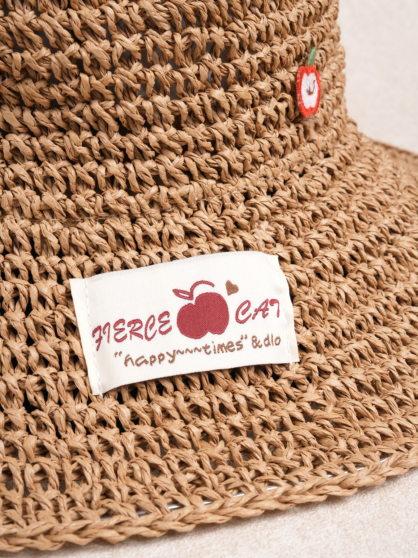 Brown Vintage Apple Woven Straw Hat