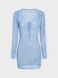 Blue Knit Crochet Cover-up